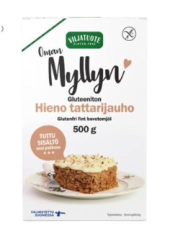 Мука гречневая без глютена Virtasalmen Viljatuote Gluteeniton Hieno Tattarijauho 500г