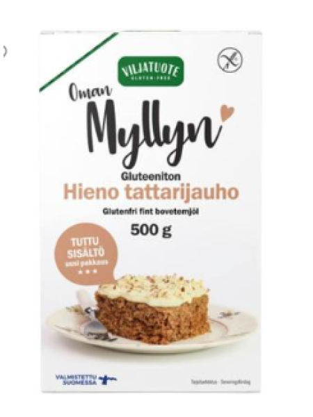 Мука гречневая без глютена Virtasalmen Viljatuote Gluteeniton Hieno Tattarijauho 500г  