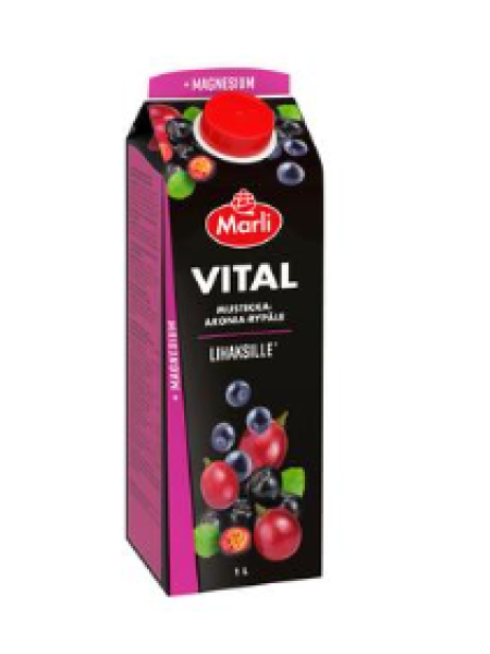 Сокосодержащий напиток Marli Vital Mustikka-Aronia-Rypälemehujuoma + magnesium 1л черника виноград