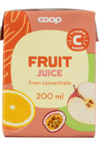 Сок Coop hedelmätäysmehu 2dl яблоко апельсин маракуйя