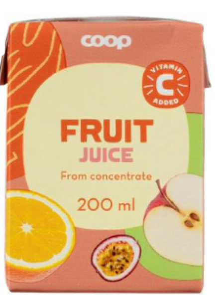 Сок Coop hedelmätäysmehu 2dl яблоко апельсин маракуйя