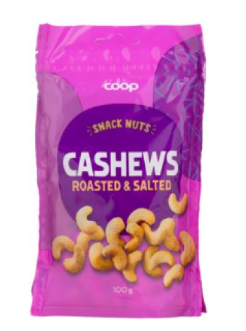 Кешью жареный и соленый Coop paahdetut & suolatut cashewpähkinät 100 г