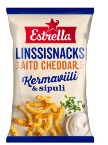 Чипсы Estrella Linssisnacks Aito Cheddar Kermaviili Sipuli 125г Сметана и лук