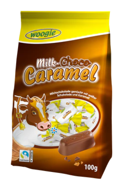 Карамельные пралине из молочного и белого шоколада Woogie Caramel 100 г