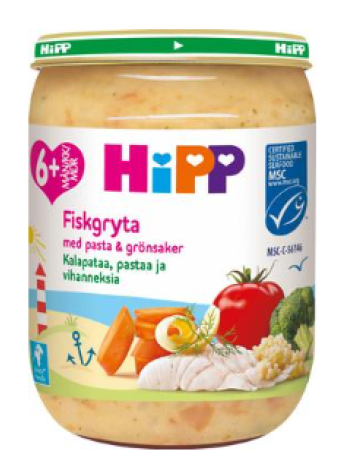 Рыбное рагу, паста и овощи HiPP 190г с 6 месяцев  