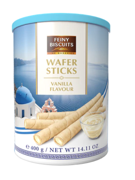 Вафельные трубочки с ванильным кремом Feiny Biscuits Wafer Sticks 400г в ж\б  