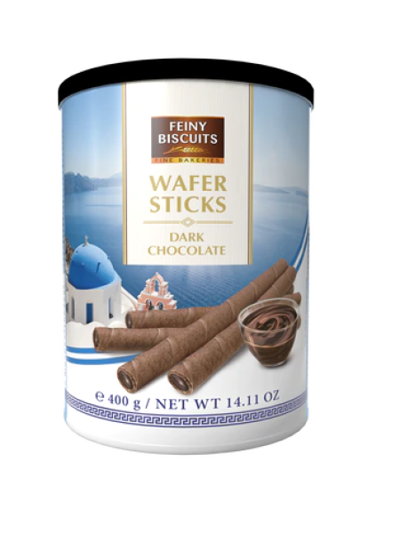 Вафельные трубочки с кремом из темного шоколада Feiny Biscuits 400г в ж\б
