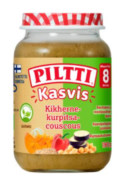 Детское питание с нутом, тыквой и кускусом Piltti Vegetable 190 г для детей 8 месяцев