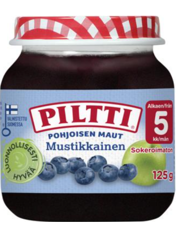 Фруктовое пюре Piltti Pohjoisen Maut Mustikkainen 125 г с 5 месяцев