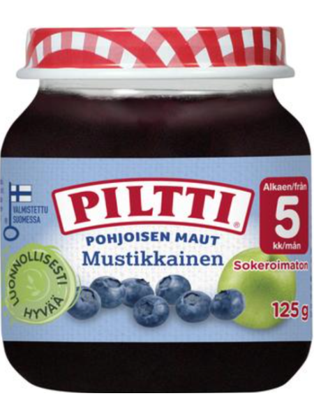 Фруктовое пюре Piltti Pohjoisen Maut Mustikkainen 125 г с 5 месяцев