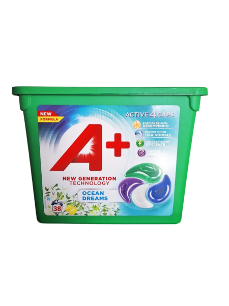 Капсулы для стирки А+ 4 in 1 Ocean+Lemon 38 шт