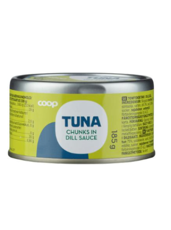 Тунец кусочками в укропном соусе Coop tonnikala paloina tillikastikkeessa MSC 185г
