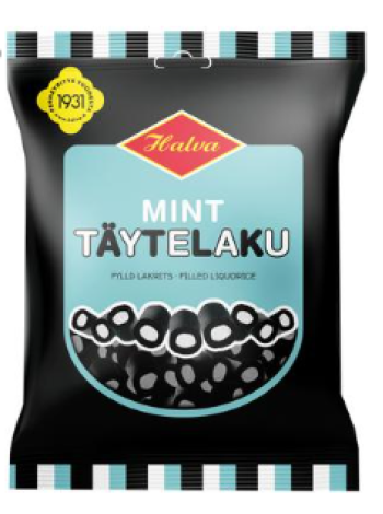 Лакричные конфеты Halva Mint Täytelaku 200г с мятной начинкой