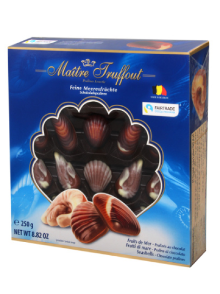 Конфеты морские ракушки Maitre Truffout 250г синяя коробка