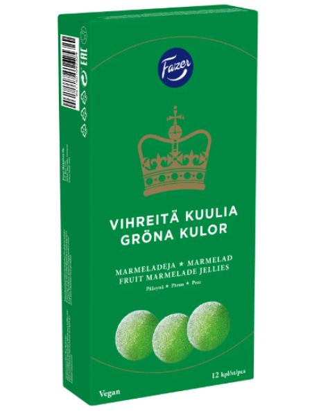 Мармелад яблочный Fazer Vihreitä kuulia marmeladi 260г