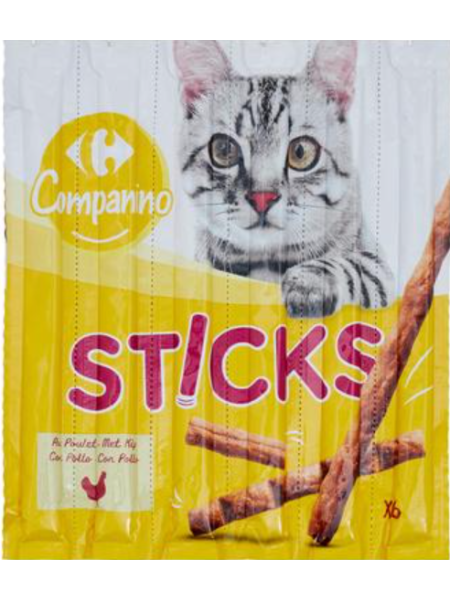 Лакомство для кошек куриные палочки Carrefour 6х5г