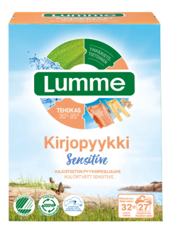 Стиральный порошок Lumme Kirjopyykki Sensitive 1120 г для людей с чувствительной кожей и аллергикам