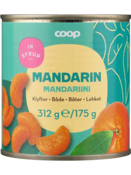 Дольки мандарин в сахарном сиропе Coop mandariinilohkot sokeriliemessä 312/175г