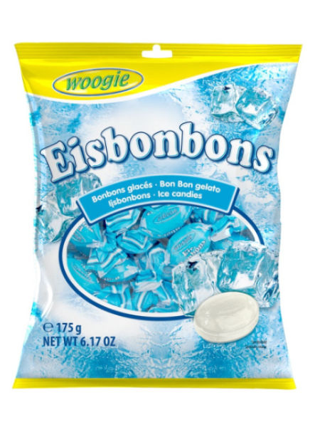 Конфеты - карамель Woogie Eisbonbons Ice 175г с легким мятным вкусом