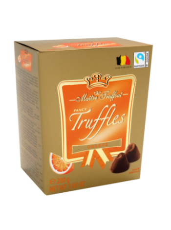 Трюфели из бельгийского шоколада с апельсиновым вкусом Maitre Truffout 200г