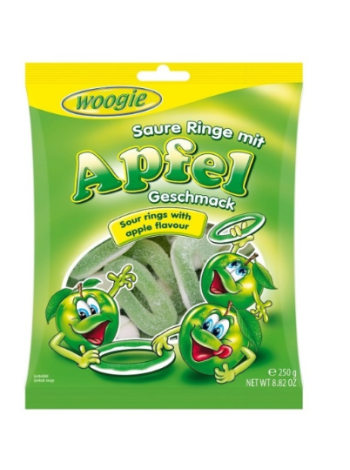 Жевательные колечки со вкусом яблока Woogie 250г