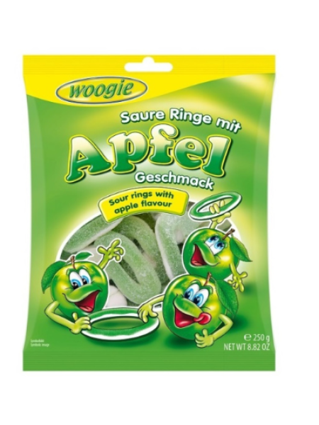 Жевательные колечки со вкусом яблока Woogie 250г