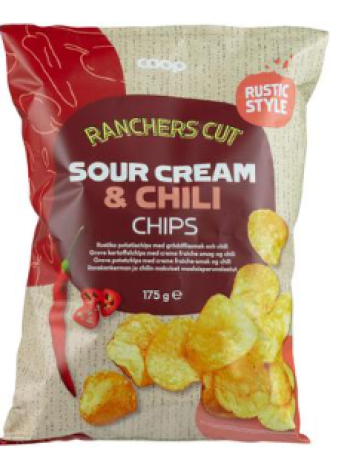 Чипсы Картофельные с французским кремом и перцем чили Coop ranskankerma & chili 175 г