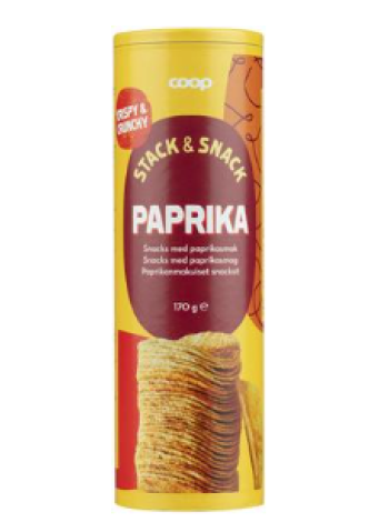 Чипсы Coop paprika 170г со вкусом паприки в тубе