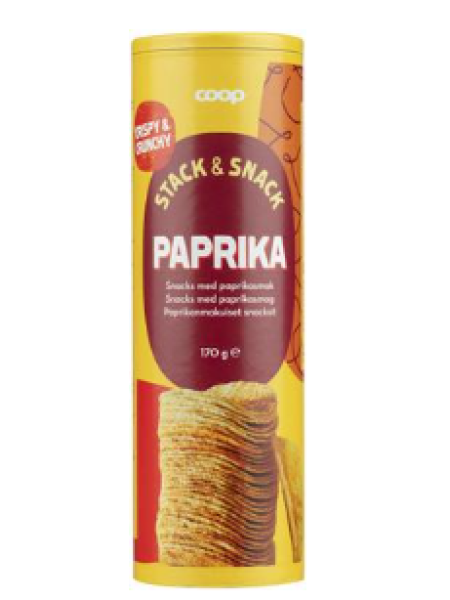 Чипсы Coop paprika 170г со вкусом паприки в тубе