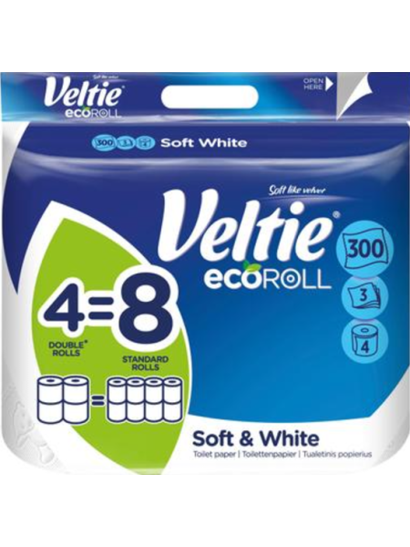 Туалетная бумага Veltie Soft & White ecoROLL 4 шт