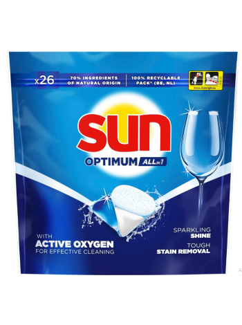 Таблетки для посудомоечной машины Sun Optimum Regular All-in-1 26 шт универсальные