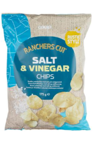 Картофельные чипсы Coop suola & viinietikka 178г с солью и винным уксусом 