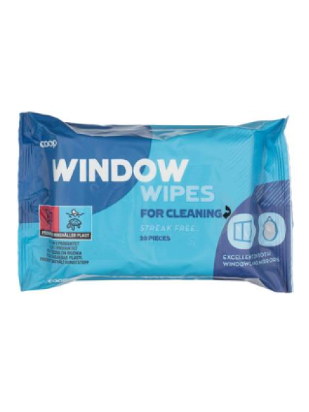 Салфетки для чистки окон и зеркал Coop 20 шт