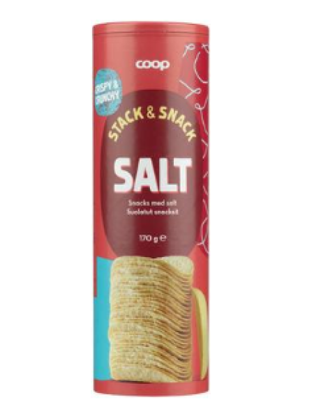 Картофельные чипсы Coop suolatut snacksit tuubi 170г с солью