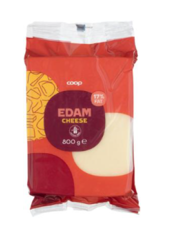Сыр сливочный Coop Edam 17% безлактозный 800 г