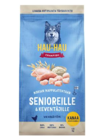 Полнорационный корм с курицей, рисом и овсом Hau-Hau Champion 1,5 кг для пожилых собак