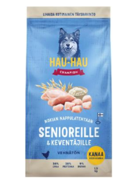 Полнорационный корм с курицей, рисом и овсом Hau-Hau Champion 1,5 кг для пожилых собак