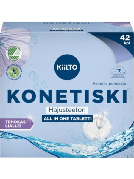 Таблетки для посудомоечной машины Kiilto Hajusteeton All in 1 konetiski 42шт