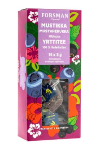 Травяной чай в пирамидках Forsman Pyramid Mustikka Mustaherukka Hibiscus 15x3г черника черная смородина гибискус НОВИНКА!!