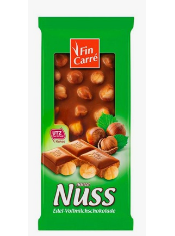 Молочный шоколад Fin Carre With Whole Nuts 300г с цельным фундуком