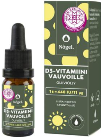 Капли для младенцев и детей D3 с оливковым маслом Nogel D3-tipat vauvoille 440 МЕ, 10 мл