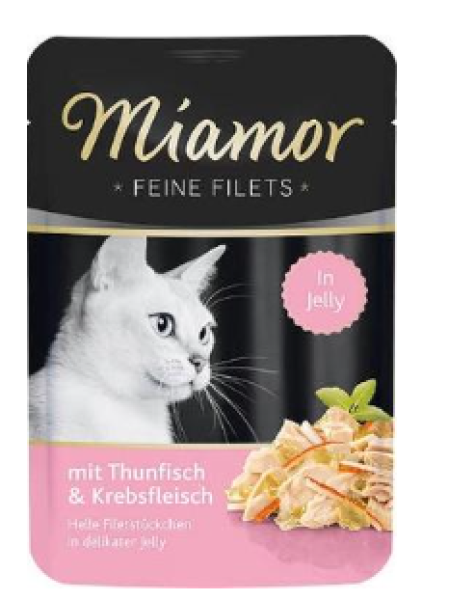 Влажный корм для кошек Miamor Fine Filets Tonnik Rapu Hyyt 100г тунец крабовое мясо