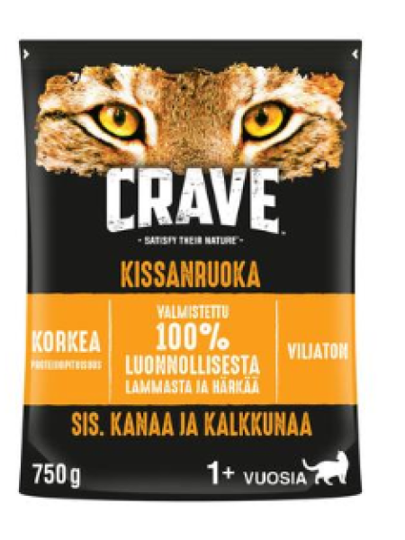 Сухой корм для взрослых кошек Crave 750г курица индейка