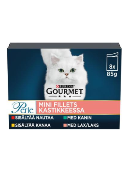 Влажный корм для взрослой кошки Gourmet Perle Mini Filets 8x85г ассорти