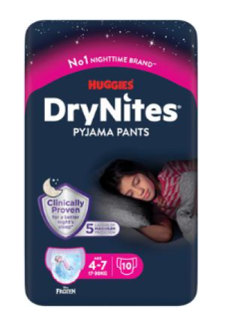 Одноразовые трусики-подгузники Drynites для девочек 4-7лет 10шт