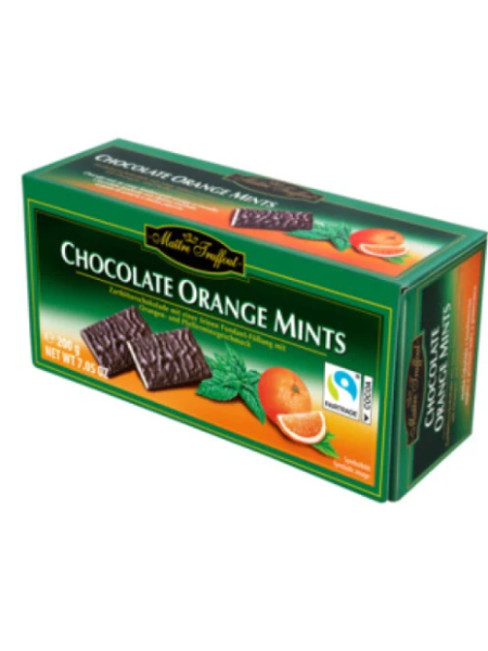 Шоколадные пластинки Maitre Truffout с апельсиново-мятной начинкой 200г