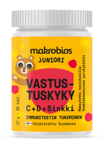 Витамины Makrobios Juniori Vastustuskyky 60шт со вкусом малины