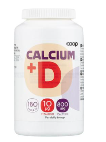 Пищевая добавка с кальцием и витамином D Coop Kalsium 800mg + D 180шт