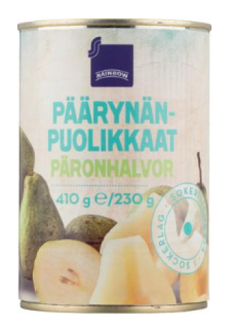 Груша половинками в сахарном сиропе Rainbow Rainbow päärynänpuolikkaat sokeriliemessä 410/230 г