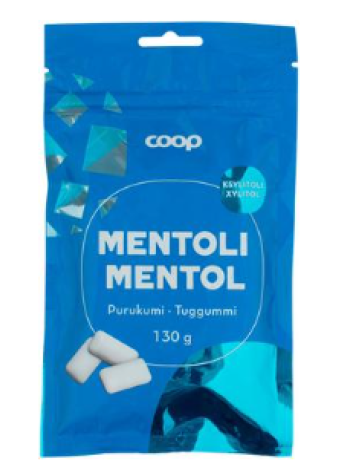 Жевательная резинка с ксилитом и вкусом ментола Coop ksylitolipurukumi mentoli 130г